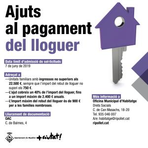 Obert el termini per a demanar ajuts al pagament del lloguer -Imatge 1-