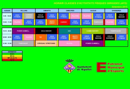 Horaris de les activitats físiques dirigides del PAME per setembre -Imatge 1-