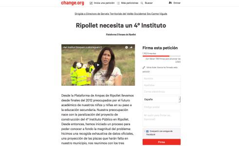 La Plataforma d'AMPA recull signatures a Change.org per a la construcció del quart institut -Imatge 1-