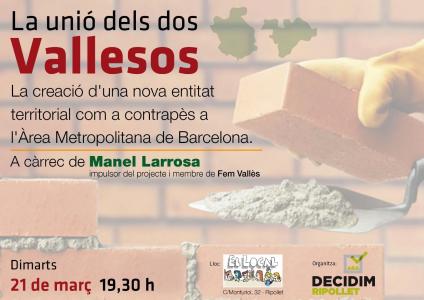 Decidim Ripollet organitza una xerrada-debat sobre la unió dels dos vallesos -Imatge 1-