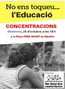 Aquest dimecres, concentració 'No ens toqueu l'Educació'  -Imatge 1-