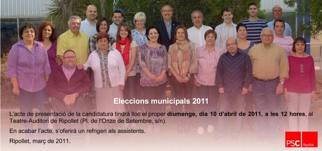 Municipals 2011<br>Presentació de la candidatura del PSC -Imatge 1-