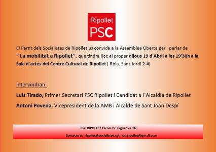 El PSC Ripollet organitza una xerrada sobre mobilitat -Imatge 1-