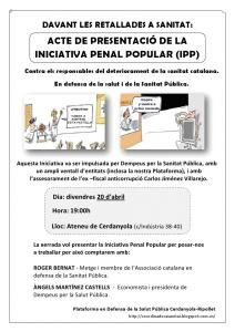 La Plataforma en Defensa de la Sanitat Pública reacciona davant les noves retallades -Imatge 1-