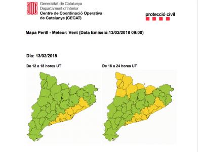 Declarada la situació de Prealerta per vent fins a mitjanit -Imatge 1-