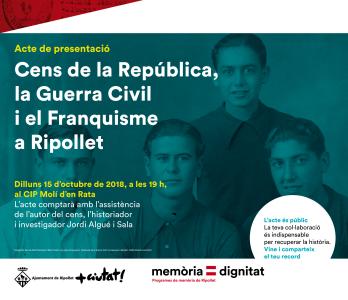 Aquesta tarda es presenta el projecte del Cens de la República, la Guerra Civil i el Franquisme -Imatge 1-