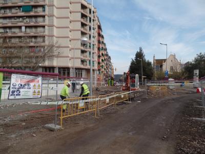 Tall de circulació a l'accés del carrer de Balmes per les obres de la rotonda -Imatge 1-