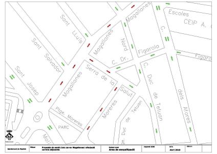 Canvi del sentit de circulació del carrer de Magallanes -Imatge 1-