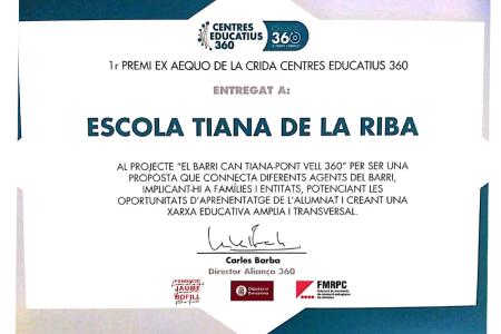 L'Escola Tiana guanya el primer premi de la 'Crida Centres Educatius 360' -Imatge 1-