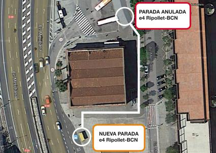La línia d'autobús e4 Barcelona-Ripollet canvia la ubicació de la parada de Fabra i Puig -Imatge 1-
